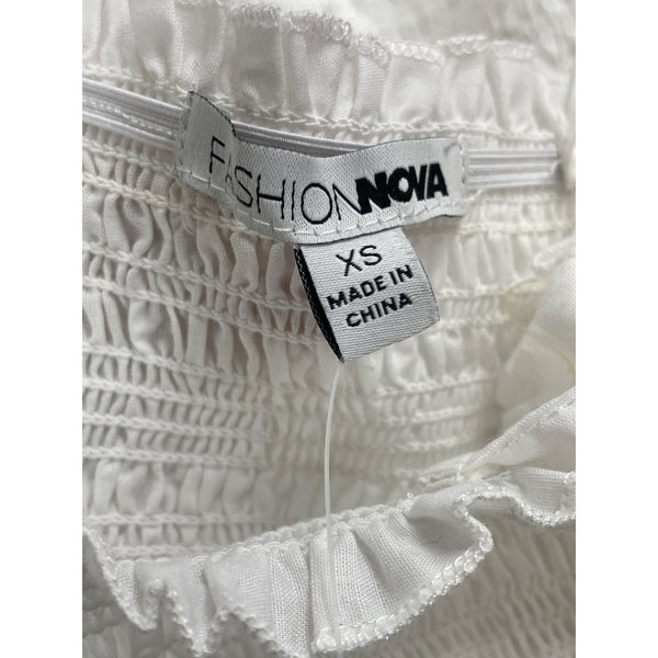 FashionNova Women’s White Ruffle Tie-Strap Mini Dress Size XS - New