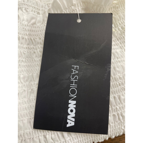 FashionNova Women’s White Ruffle Tie-Strap Mini Dress Size XS - New