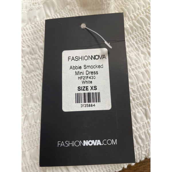 FashionNova Women’s White Ruffle Tie-Strap Mini Dress Size XS - New