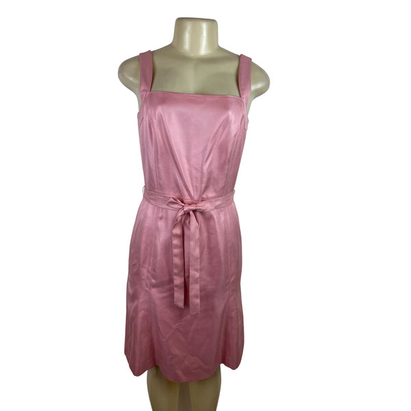 Ann Taylor Pink Sleeveless Belted Sheath Dress Size 4