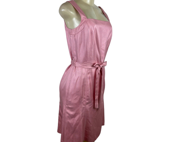 Ann Taylor Pink Sleeveless Belted Sheath Dress Size 4