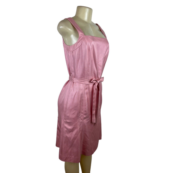 Ann Taylor Pink Sleeveless Belted Sheath Dress Size 4