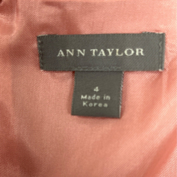 Ann Taylor Pink Sleeveless Belted Sheath Dress Size 4