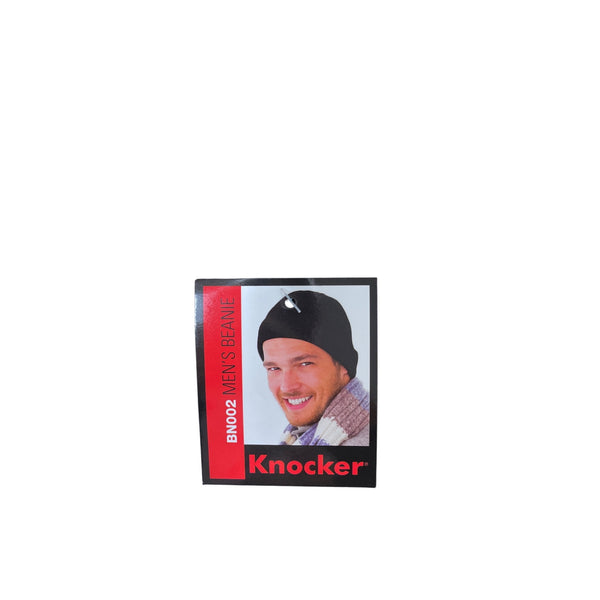 Knocker Mens Black Knit Beanie BN002 Warm Stretchy Winter Hat NWT
