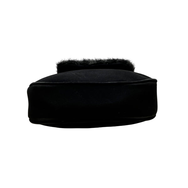 Placebo Par Axifolies Women’s Black Faux Fur Flap Adjustable Strap Shoulder Bag