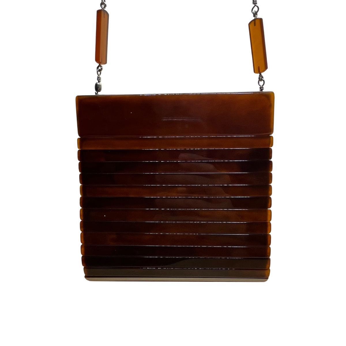 Judith Jack Women’s Brown Resin Beaded Chain Vintage Style Shoulder Bag