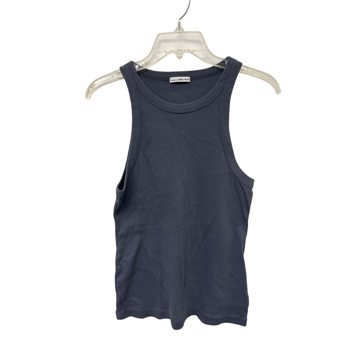 James Perse Womens Blue Cotton Tank Top Ribbed Casual Sleeveless Standard Fit Size OS