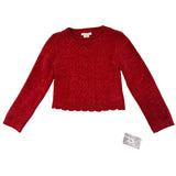 Tommy Bahama Girls Red Chenille Sweater Cable Knit Scalloped Hem Sz M 7/8 - New