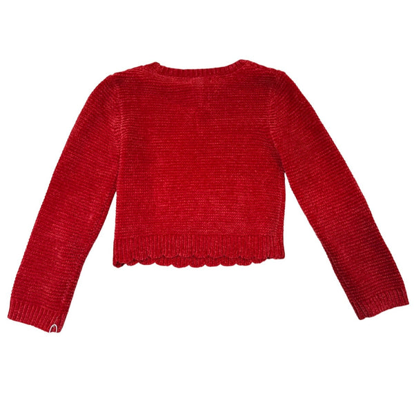 Tommy Bahama Girls Red Chenille Sweater Cable Knit Scalloped Hem Sz M 7/8 - New