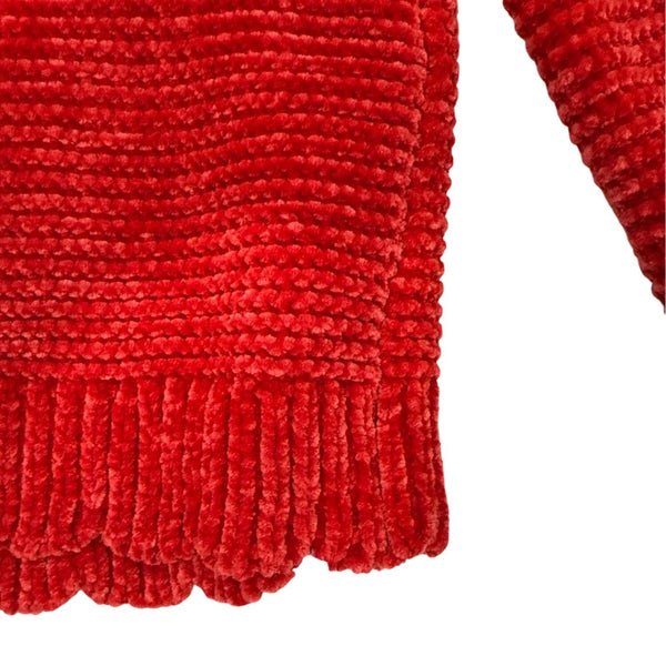 Tommy Bahama Girls Red Chenille Sweater Cable Knit Scalloped Hem Sz M 7/8 - New