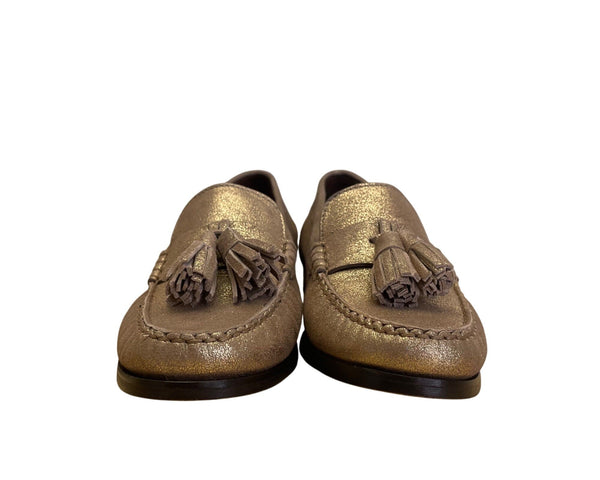 Cole Haan Women’s Gold Metallic Leather Pinch Grand Tassel Loafers Size 6.5B