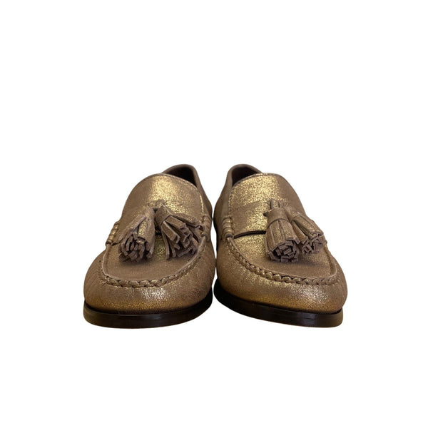 Cole Haan Women’s Gold Metallic Leather Pinch Grand Tassel Loafers Size 6.5B