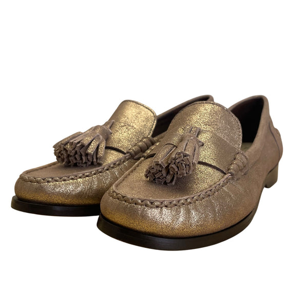 Cole Haan Women’s Gold Metallic Leather Pinch Grand Tassel Loafers Size 6.5B
