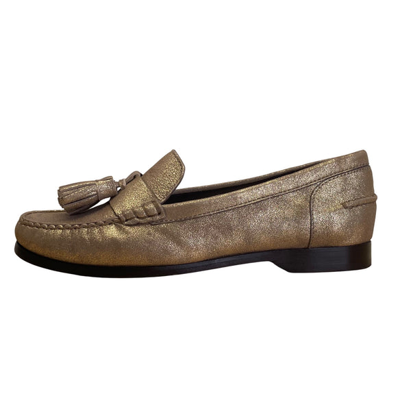 Cole Haan Women’s Gold Metallic Leather Pinch Grand Tassel Loafers Size 6.5B