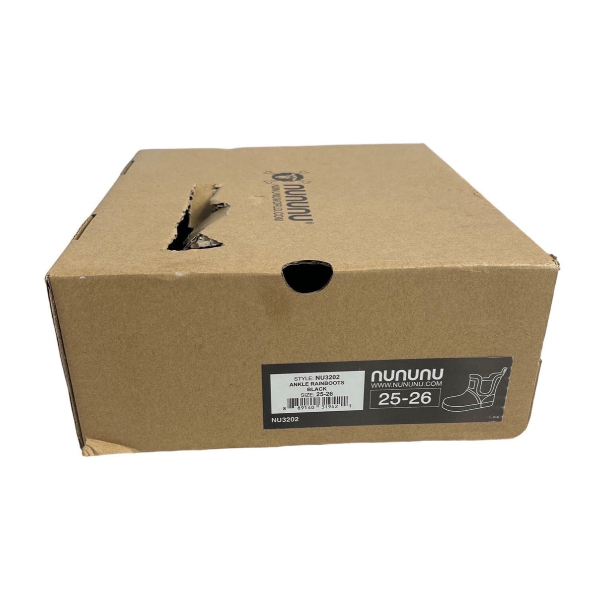 Nununu Youth Girl's Black Ankle Rainboots Sz 25-26 - New