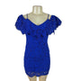 Ralph Lauren Blue Women’s Spaghetti Strap Floral Mini Dress Cold Shoulder Sz OP