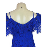 Ralph Lauren Blue Women’s Spaghetti Strap Floral Mini Dress Cold Shoulder Sz OP