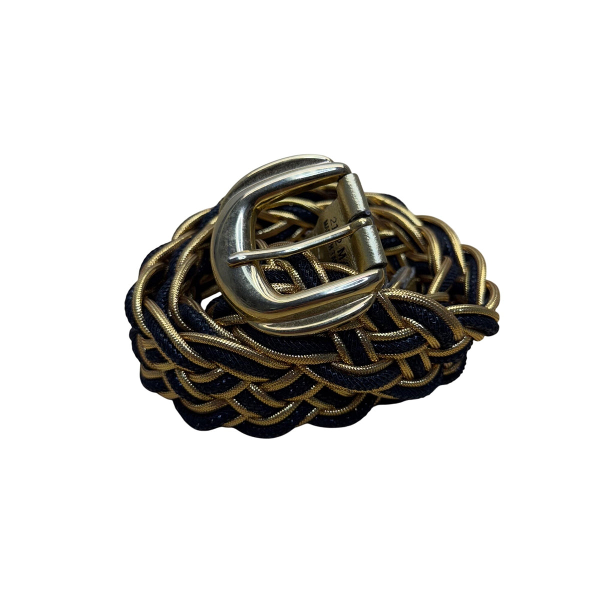 Gold & Black Braided Women’s Belt Faux Leather Wide M/L Size 2112 Made In Taiwan