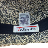 Vintage 80s Talbots Sun Hat With Braided Banding Black Woven Straw and Wide Brim