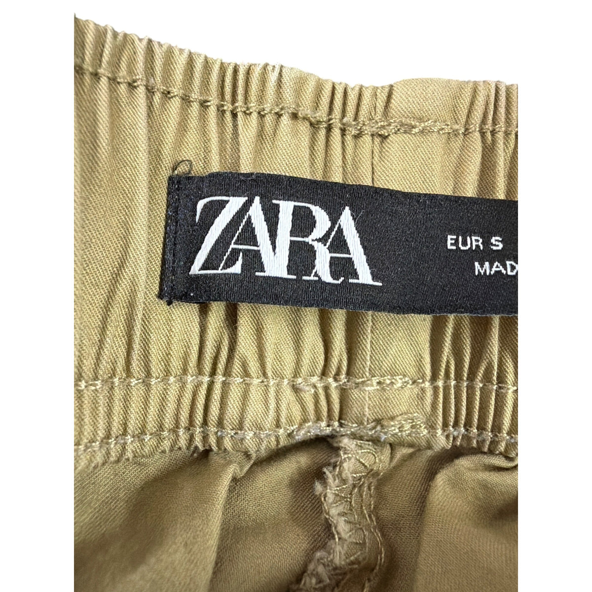 Zara Womens Khaki Cotton Drawstring Elastic Waist Pants Size S Relaxed Fit Casual Zara Womens Khaki Cotton Drawstring Elastic Waist Pants Size S Relaxed Fit Casual