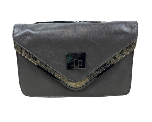 BCBGeneration Women's Grey Green Snake Skin Print Shoulder Bag Sz M