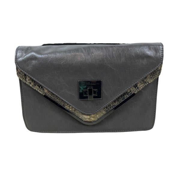BCBGeneration Women's Grey Green Snake Skin Print Shoulder Bag Sz M