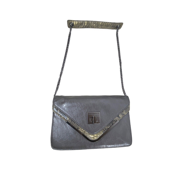 BCBGeneration Women's Grey Green Snake Skin Print Shoulder Bag Sz M