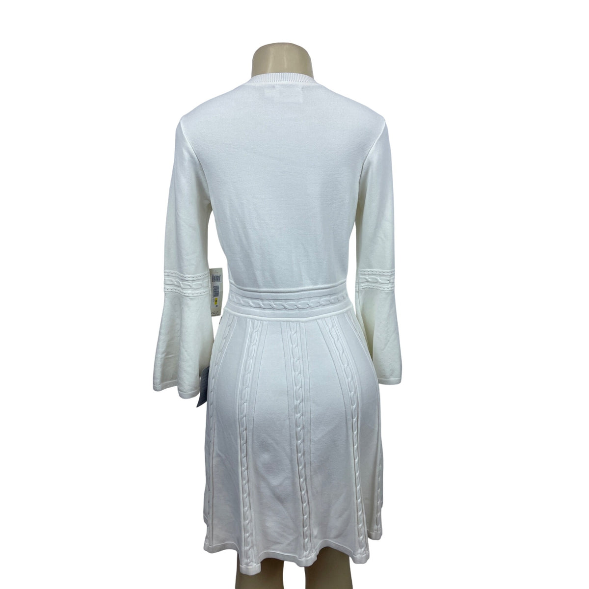 Eliza J Women’s White Ivory Knit Bell Sleeves  Dress Sz M New