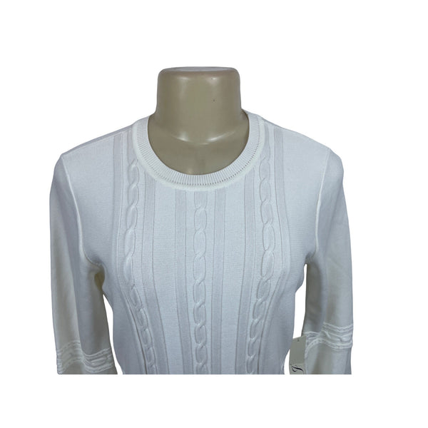 Eliza J Women’s White Ivory Knit Bell Sleeves  Dress Sz M New