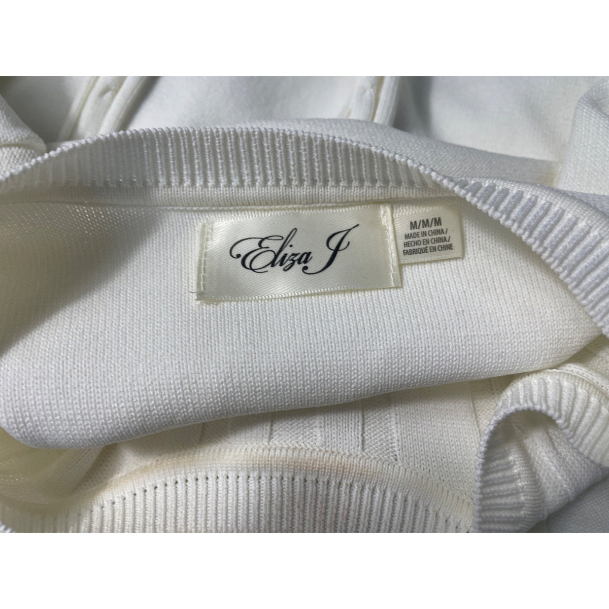 Eliza J Women’s White Ivory Knit Bell Sleeves  Dress Sz M New