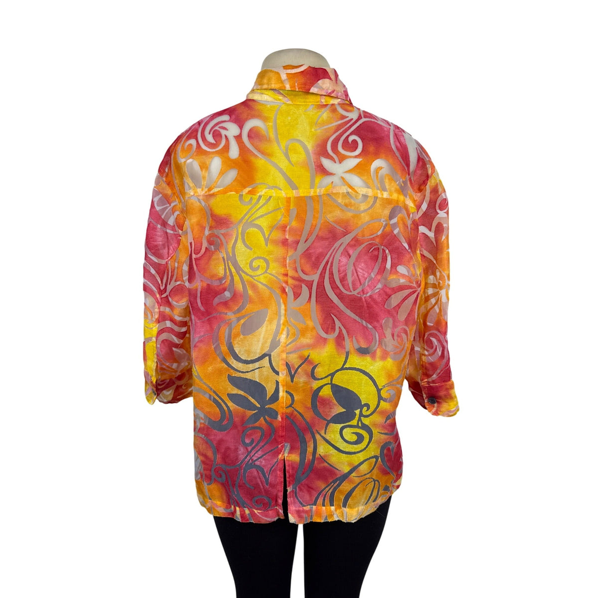 Notations Womens Vibrant Swirl Pattern Button-Up Shirt Multicolor Top Size XL