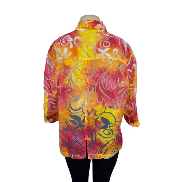 Notations Womens Vibrant Swirl Pattern Button-Up Shirt Multicolor Top Size XL