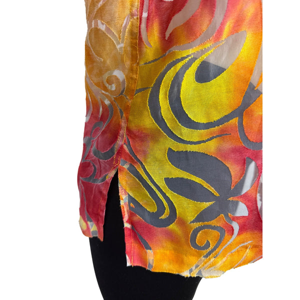 Notations Womens Vibrant Swirl Pattern Button-Up Shirt Multicolor Top Size XL