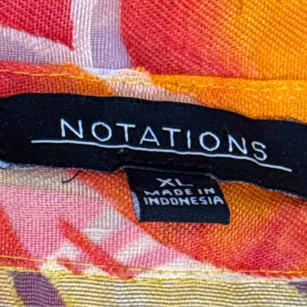 Notations Womens Vibrant Swirl Pattern Button-Up Shirt Multicolor Top Size XL