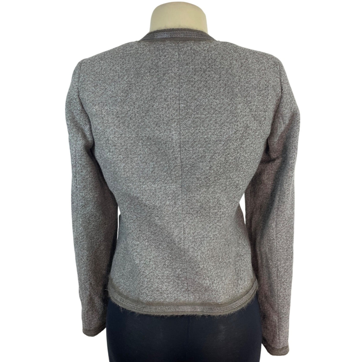 Collezioni Womens Gray Button-Up Jacket With Pockets Size 8