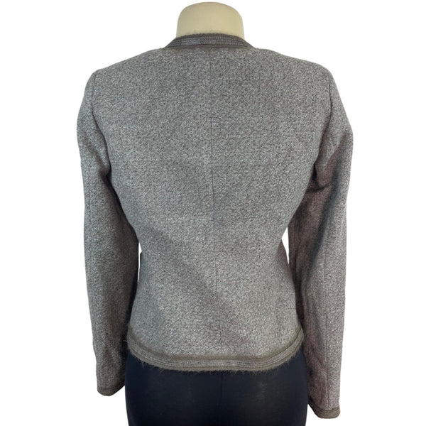 Collezioni Womens Gray Button-Up Jacket With Pockets Size 8