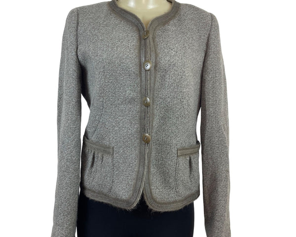 Collezioni Womens Gray Button-Up Jacket With Pockets Size 8