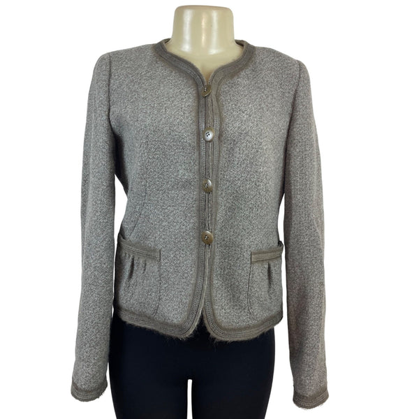 Collezioni Womens Gray Button-Up Jacket With Pockets Size 8