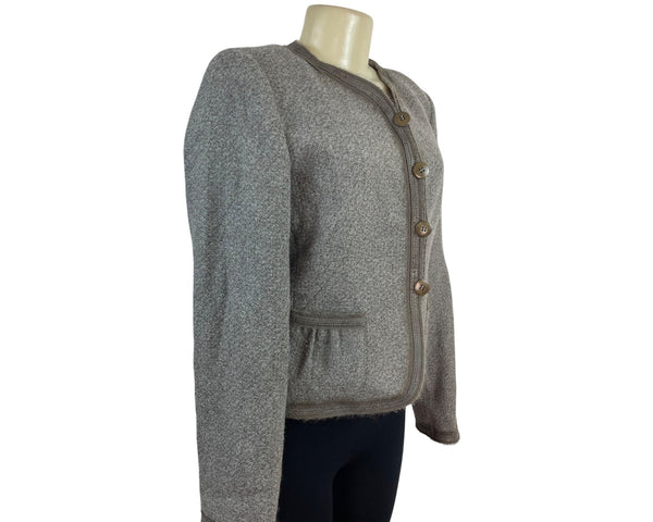 Collezioni Womens Gray Button-Up Jacket With Pockets Size 8