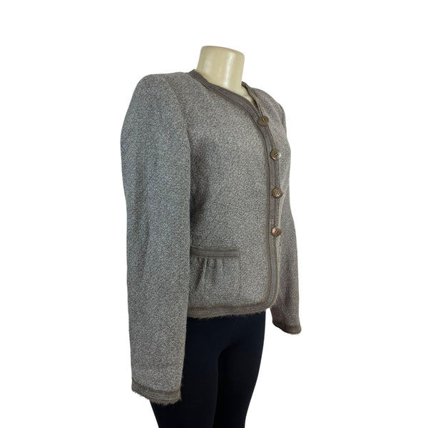 Collezioni Womens Gray Button-Up Jacket With Pockets Size 8