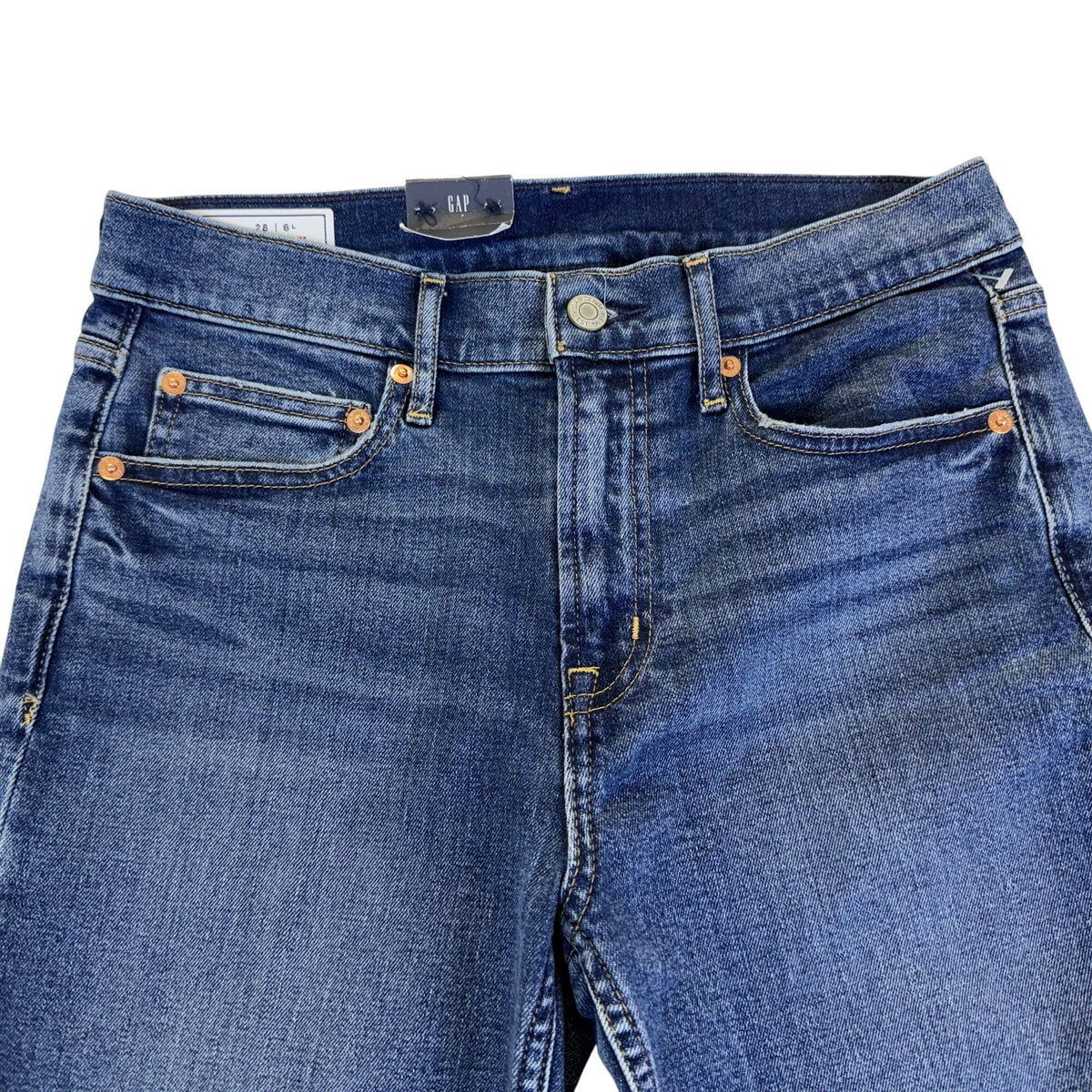 Gap Womens Blue Cotton Polyester Denim Slim Mid-Rise Stretch Jeans Size 28 - New