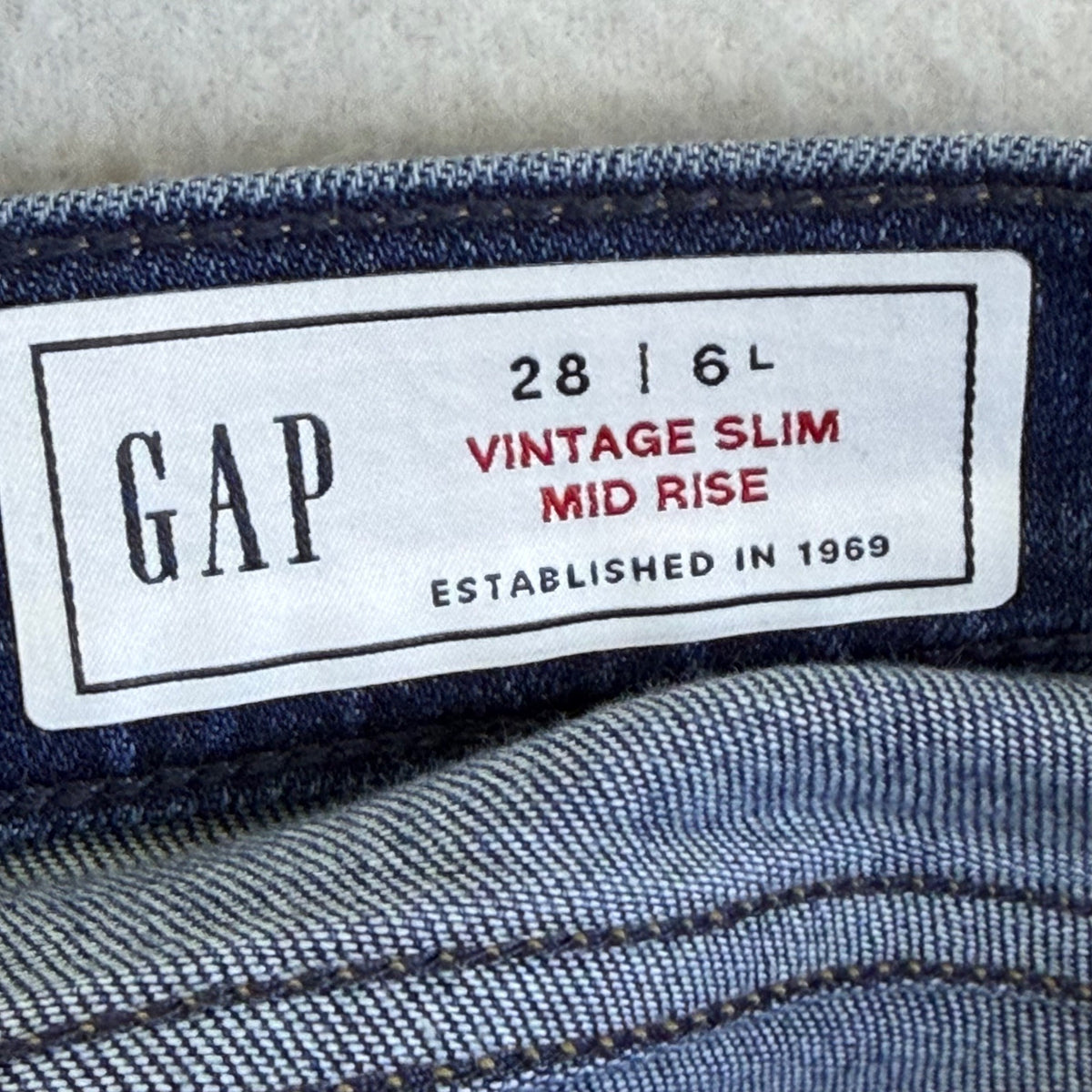 Gap Womens Blue Cotton Polyester Denim Slim Mid-Rise Stretch Jeans Size 28 - New