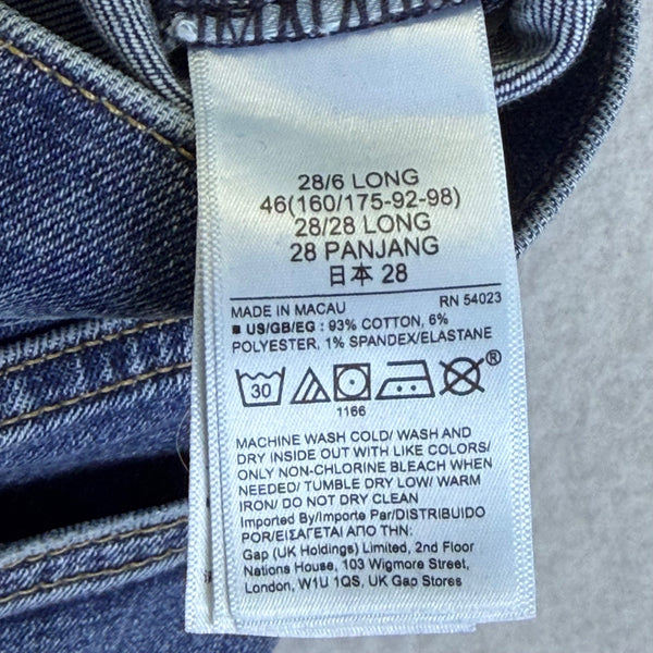 Gap Womens Blue Cotton Polyester Denim Slim Mid-Rise Stretch Jeans Size 28 - New
