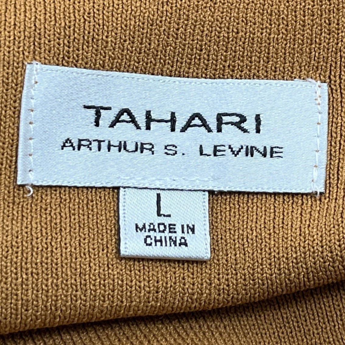 Tahari Arthur S. Levine Womens Camel Short Sleeve Knit Top Size L - New