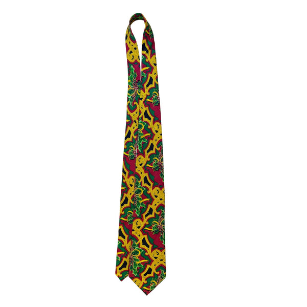 Rush Limbaugh No Boudaries Collections Multicolor Necktie Gold Christmas Pattern