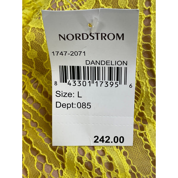 Dress the Population Womens Yellow Lace Midi Dress With Flutter Sleeves Sz L-New