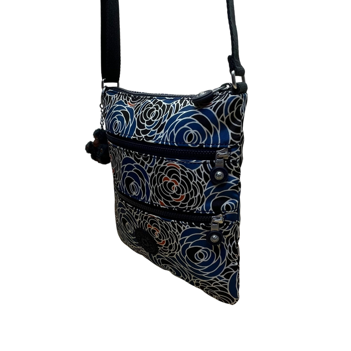 Kipling Women’s Blue Multi Floral Pattern Adjustable Strap Crossbody Bag Size M