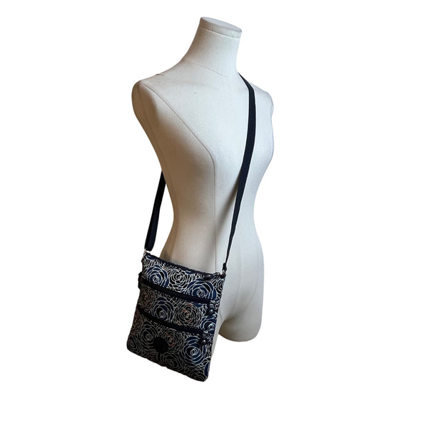 Kipling Women’s Blue Multi Floral Pattern Adjustable Strap Crossbody Bag Size M
