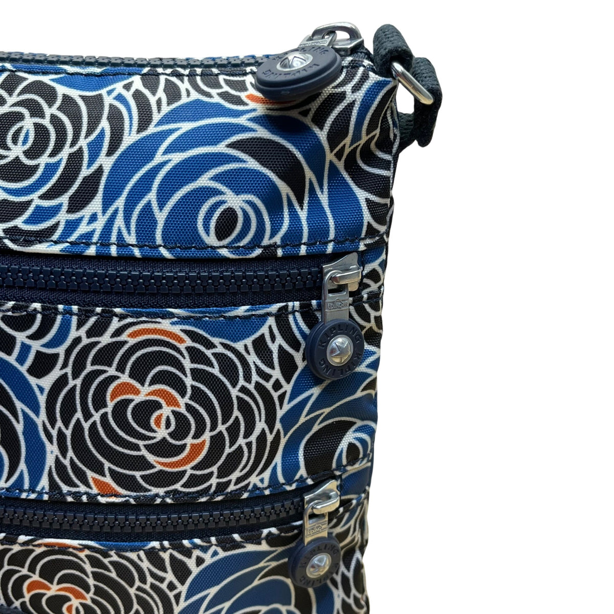 Kipling Women’s Blue Multi Floral Pattern Adjustable Strap Crossbody Bag Size M
