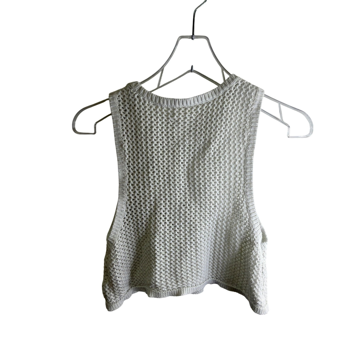 Offline By Aerie Womens White Knit Sleeveless Cropped Sweater Tank Top Size Small